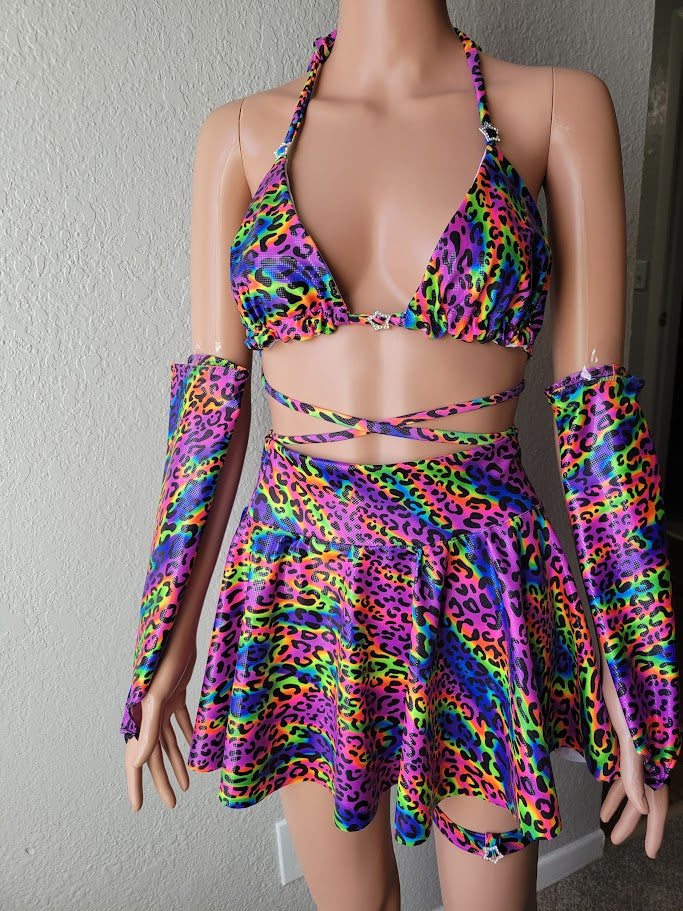 The Leo Set - Triangle Top & Mini Skater Skirt