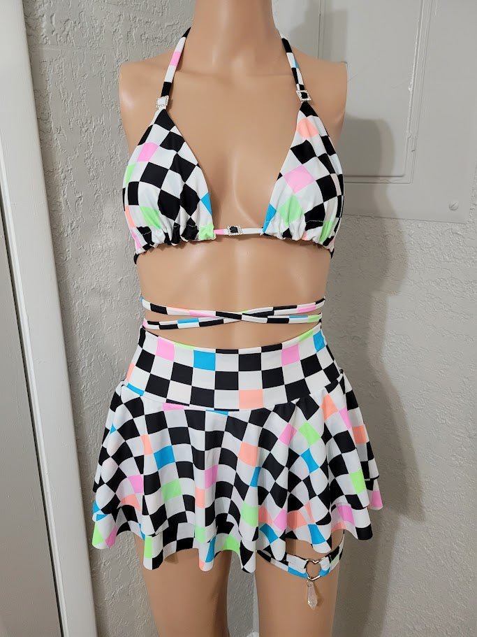 The Leo Set - Triangle Top & Mini Skater Skirt