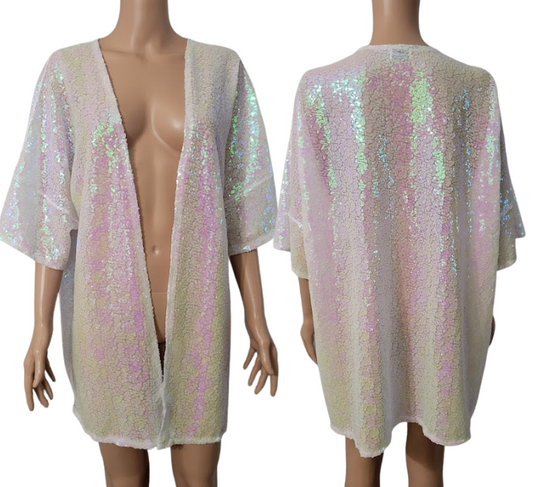 Mesh Sequin Oversized Cardigan