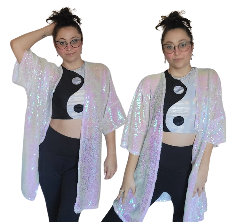 Mesh Sequin Oversized Cardigan